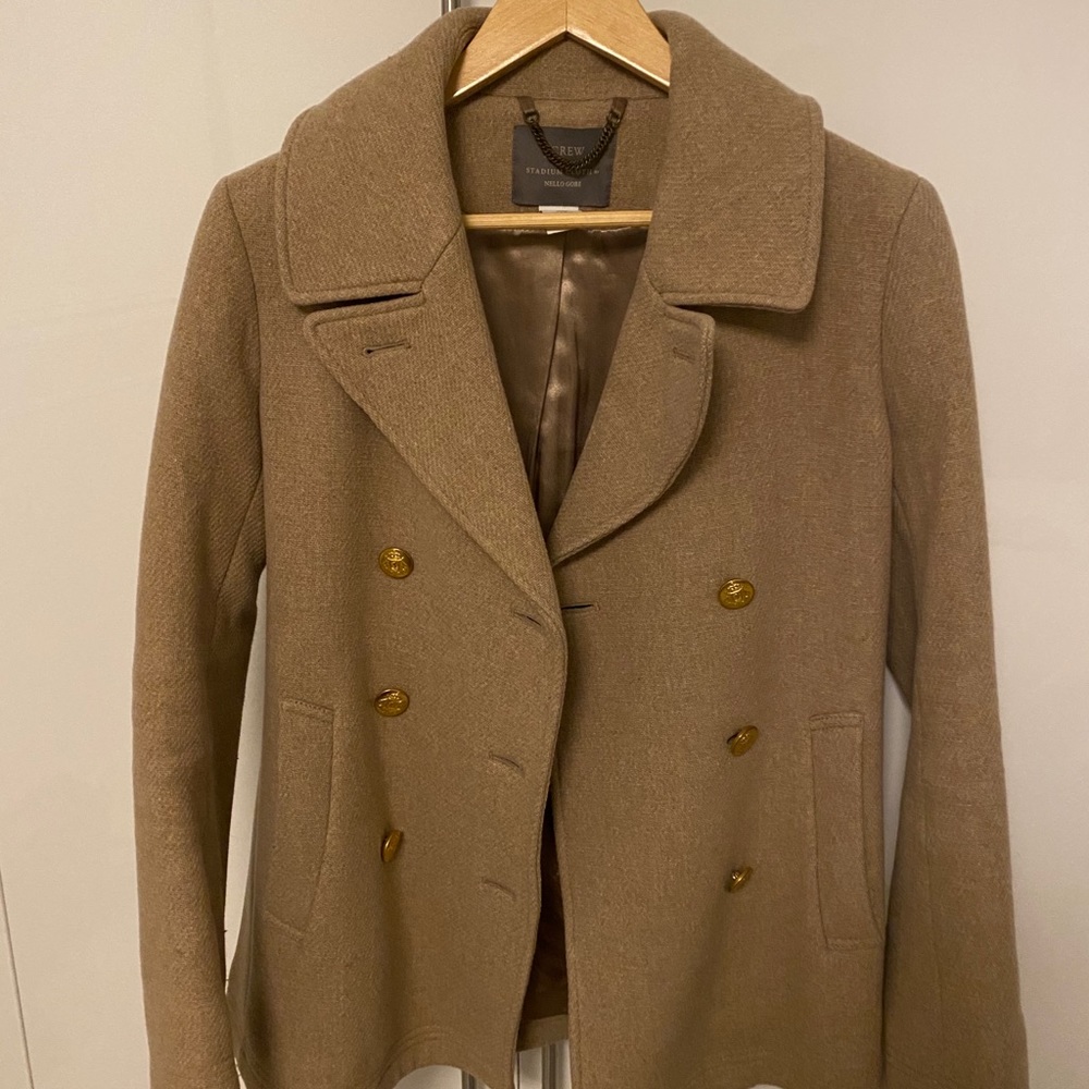 J Crew Tan Stadium Cloth Peacoat 4
